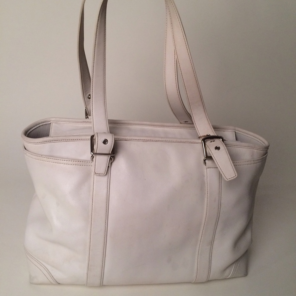 COACH creamy white leather handbag